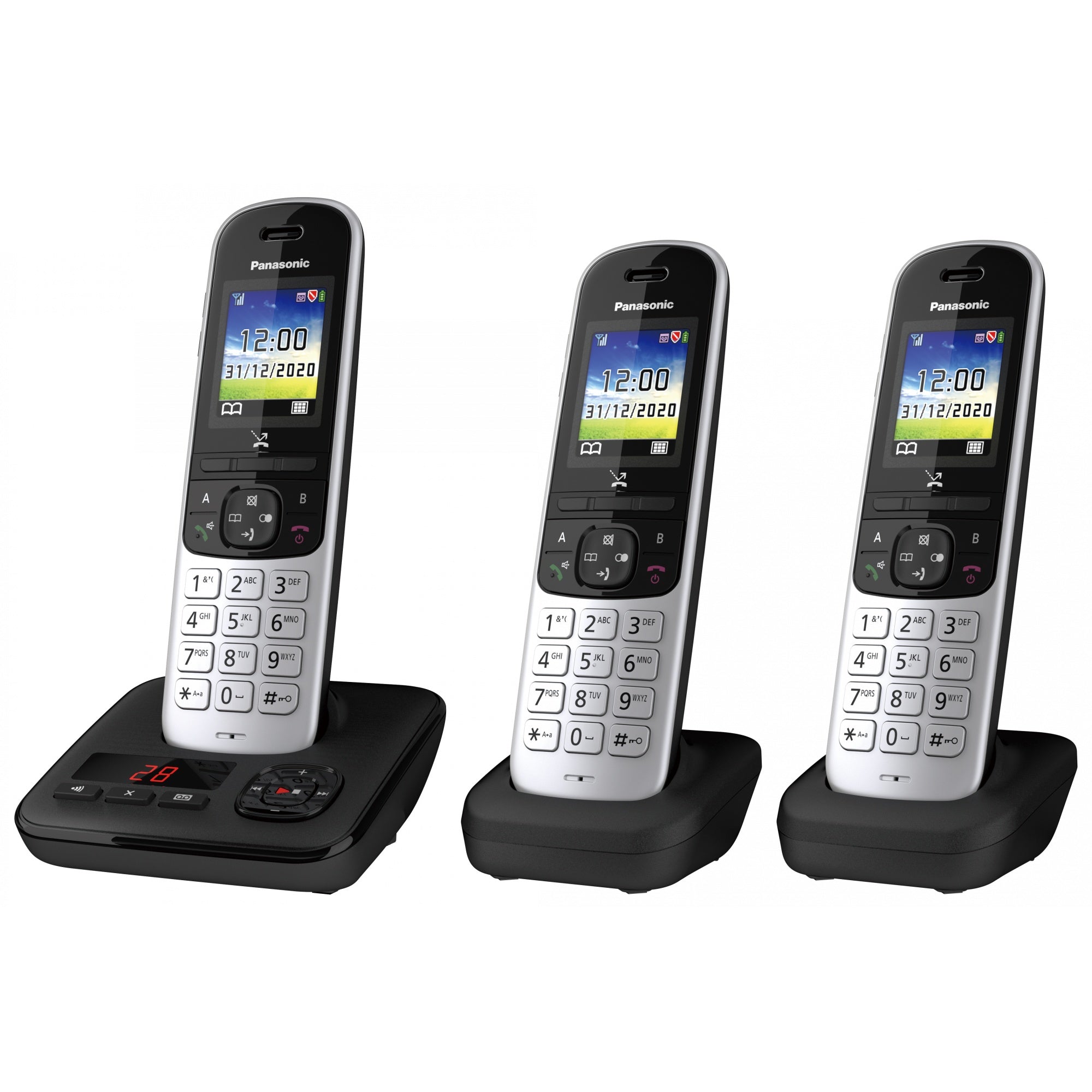 Panasonic Schnurlostelefon mit AB KX-TGH723GS Trio - schwarz Panasonic Schnurlostelefon mit AB KX-TGH723GS Trio - schwarz
